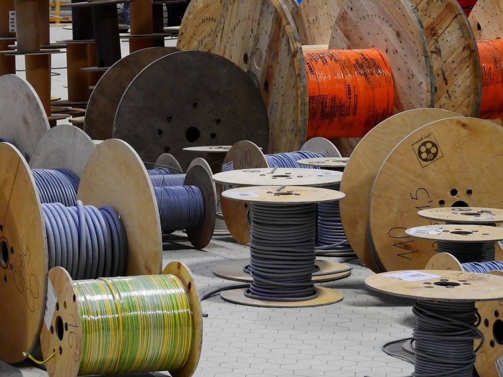 Commercial Electrician spools of wire